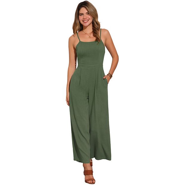 Linen Jumpsuits for Women's Casual Spaghetti Strap