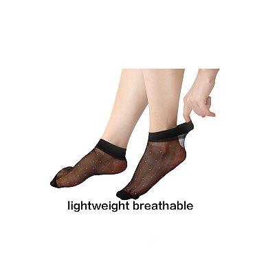 Women Stretchy Socks Elastic Sheer Dots Pattern Lightweight Ankle Socks 10 Pairs