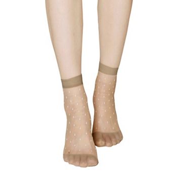 Women Stretchy Socks Elastic Sheer Dots Pattern Lightweight Ankle Socks 10 Pairs