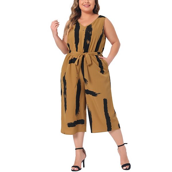 Plus Size Knotted Strap Romper with Pockets