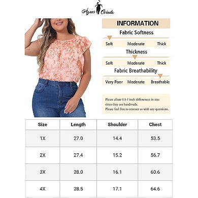 Plus Size Top For Women Boho Round Neck Ruffle Sleeve Blouse Top 2024