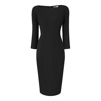 Women's 3/4 Sleeve Work Dress Boat Neck Elegant Business Pencil Sheath Dresses