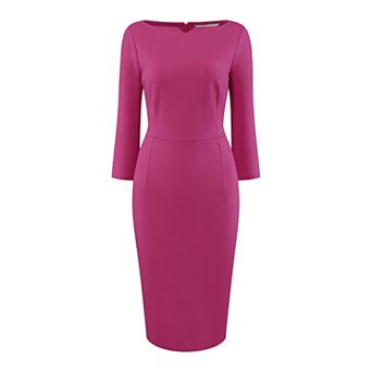 Women's 3/4 Sleeve Work Dress Boat Neck Elegant Business Pencil Sheath Dresses