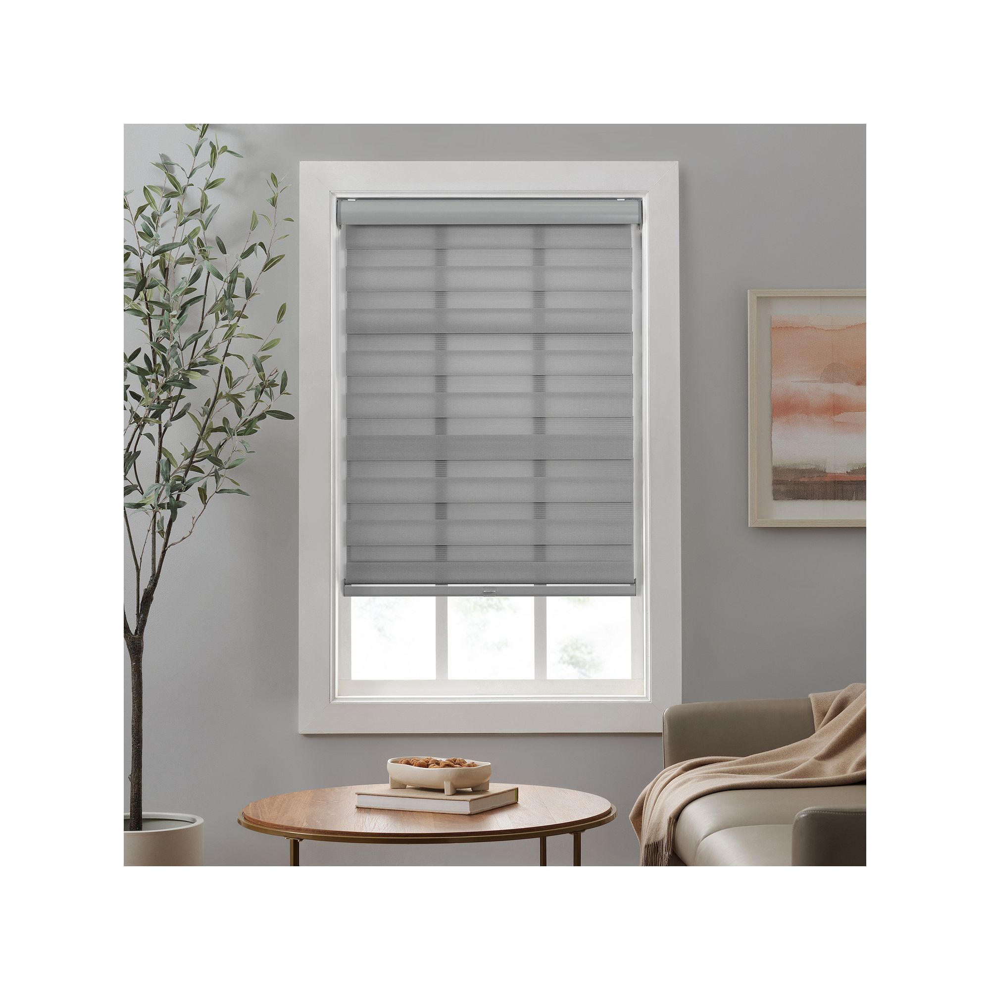 eclipse Zebra Dual Layer Light Filtering Cordless 1 Window Curtain Panel, G