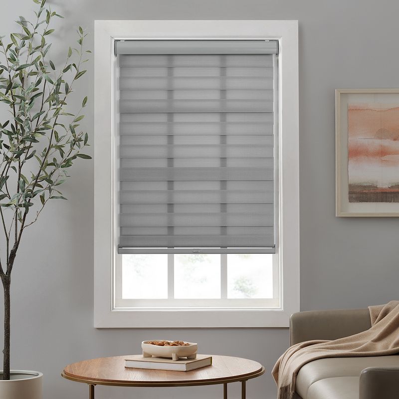 Eclipse Zebra Shades  Cordless Roller Shades  Light Filtering Window Shades 35x72 - Grey