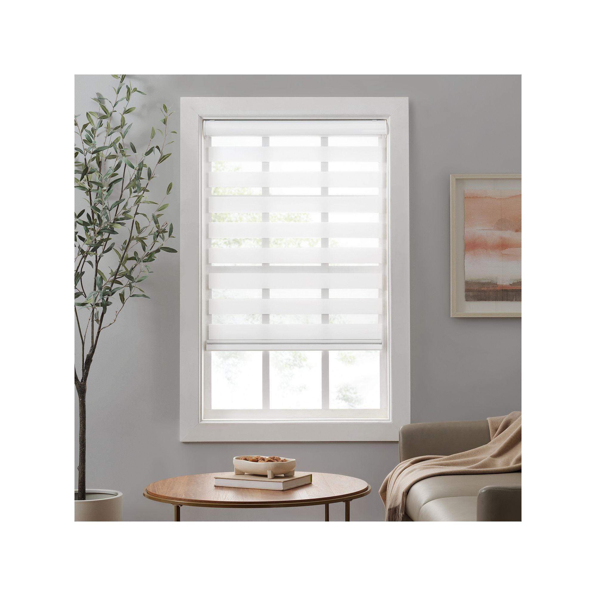 eclipse Zebra Dual Layer Light Filtering Cordless 1 Window Curtain Panel, W