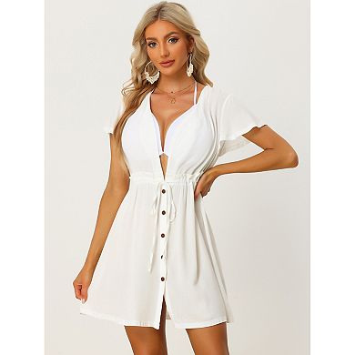 Anna Deep V Neck Front Tie Mini Dress