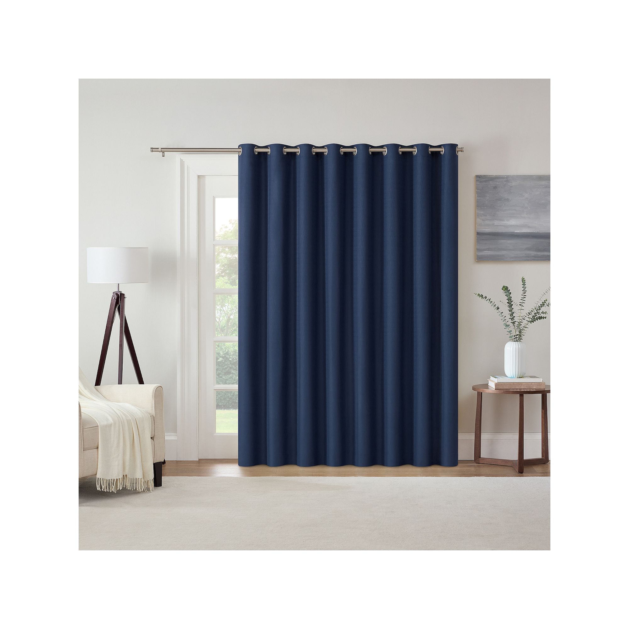 eclipse Kendall Thermaback Grommet Extra Wide 1 Window Curtain Panel, Blue