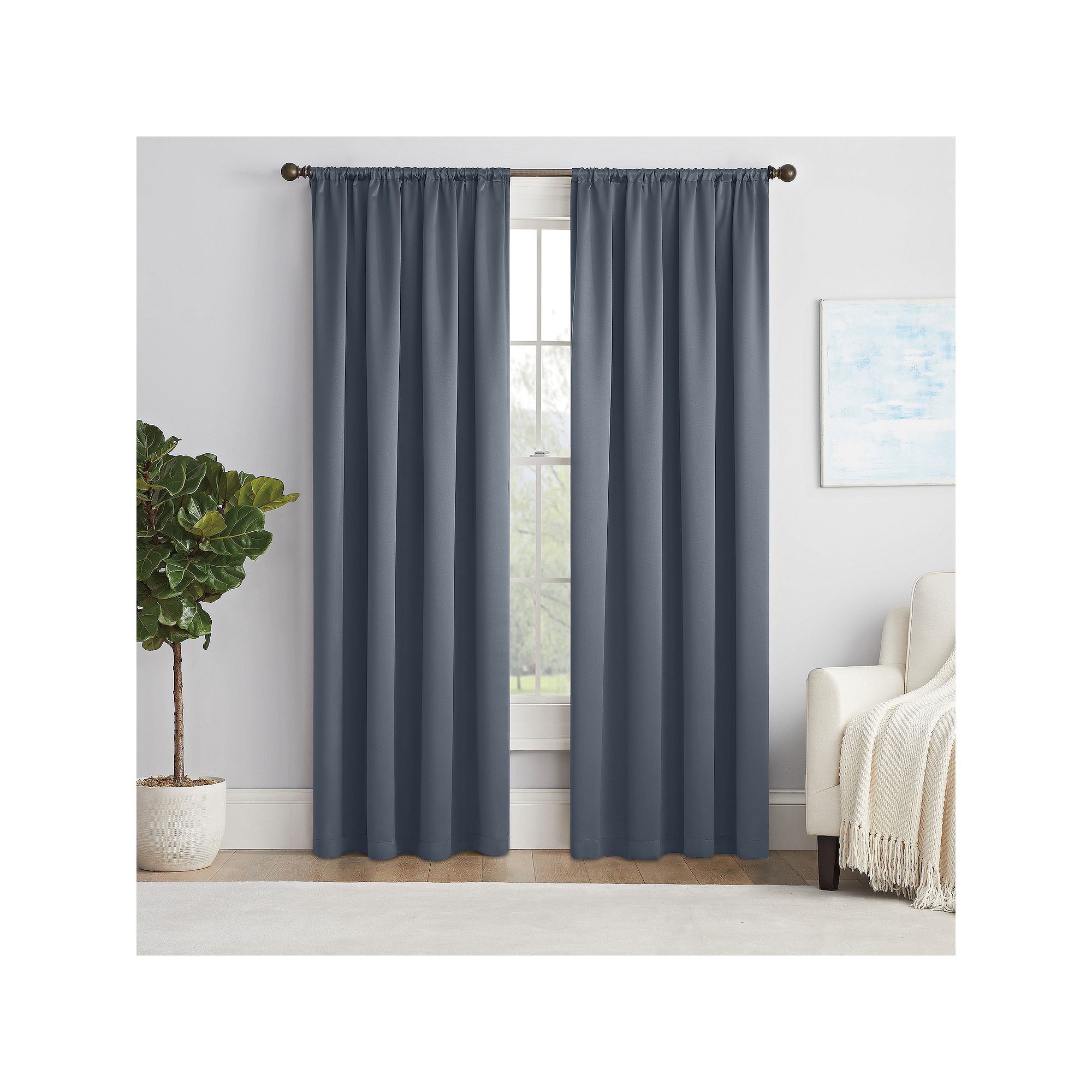 eclipse Solid Thermapanel Room Darkening 1 Window Curtain Panel, Blue
