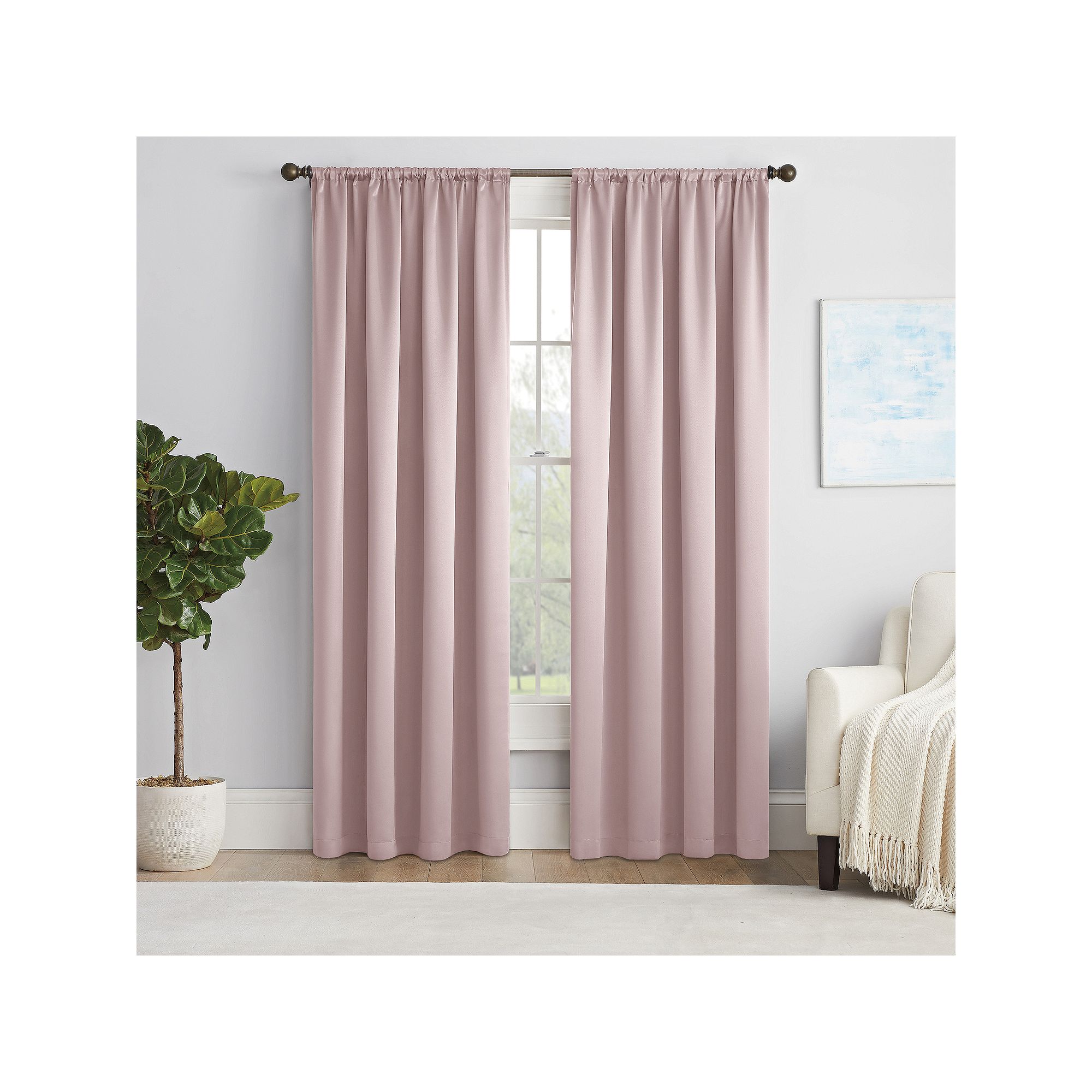 eclipse Solid Thermapanel Room Darkening 1 Window Curtain Panel, Blush