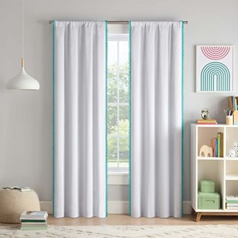 eclipse Kids 100% Blackout Tassel Border Rod Pocket 1 Window Curtain Panel