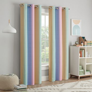 eclipse Kids 100% Blackout Rainbow Ombre 1 Window Curtain Panel