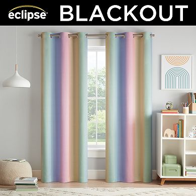 eclipse Kids 100% Blackout Rainbow Ombre 1 Window Curtain Panel