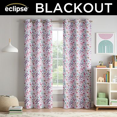 eclipse Kids 100% Blackout Mushroom Printed 1 Window Curtain Panel