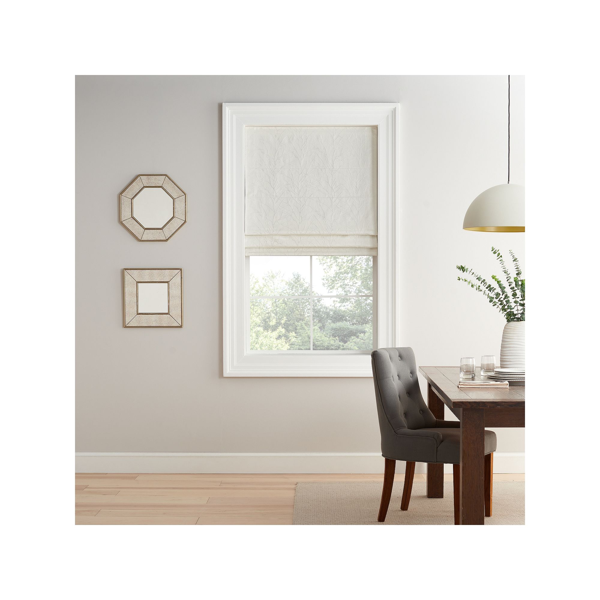 eclipse Branches 100% Blackout Cordless Roman Shade, Off White
