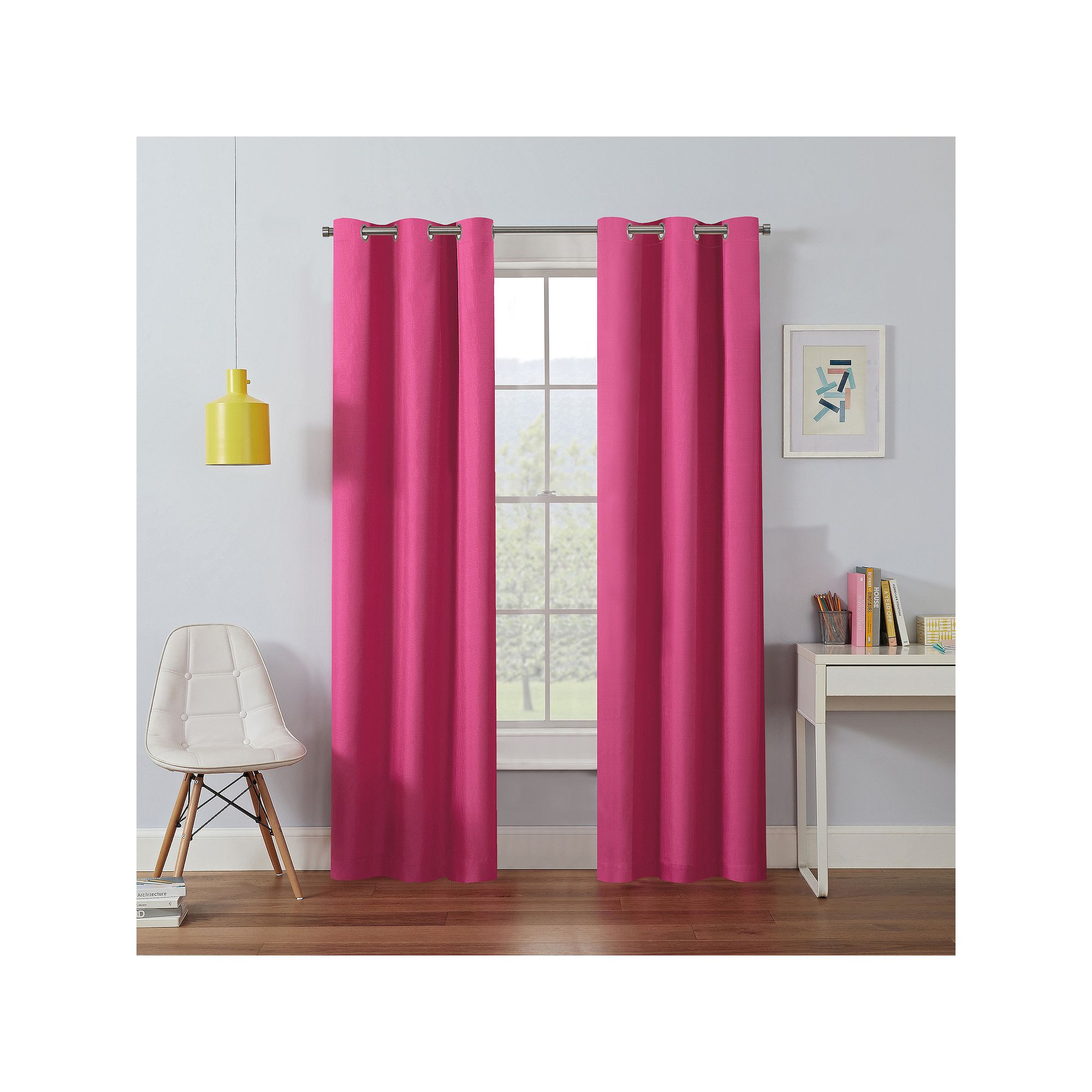 eclipse Kendall Grommet Blackout 1-Panel Window Curtain, Raspberry