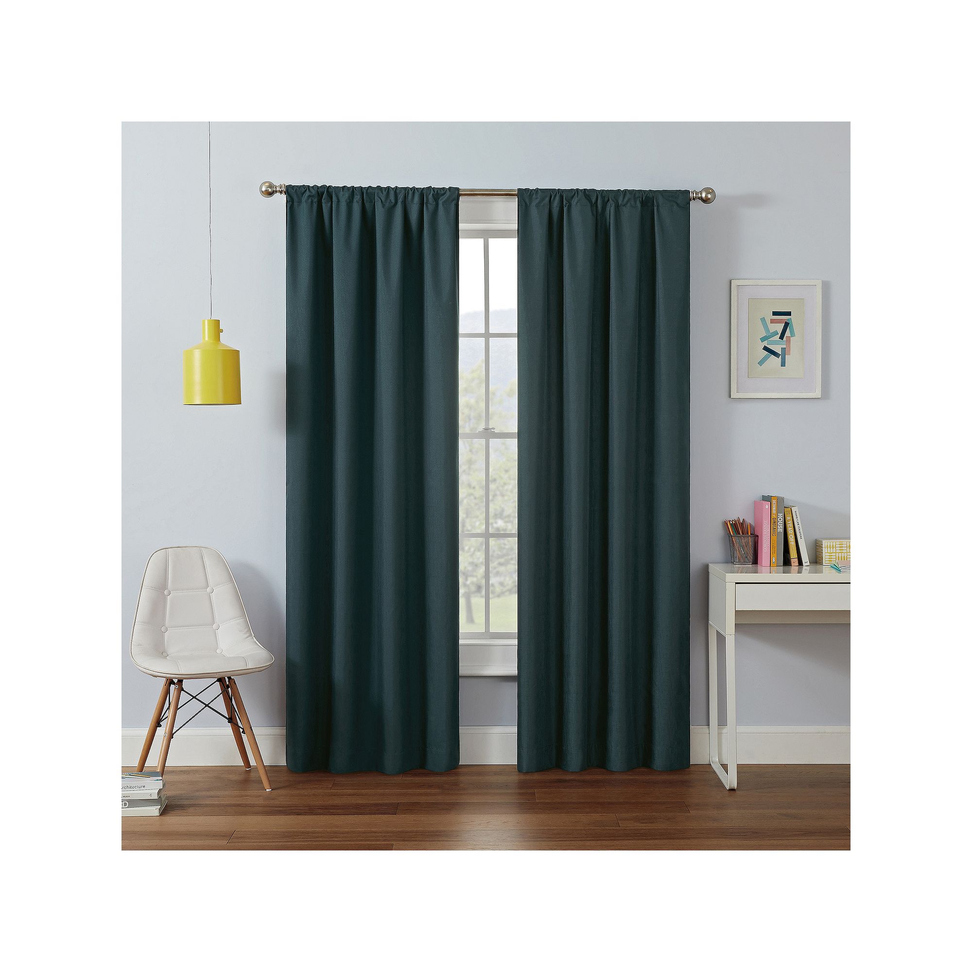 eclipse Kendall Modern Teal Blackout 1 Window Curtain Panel, Blue