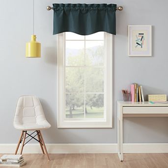 eclipse Kendall Solid Teal Scalloped 1-Panel Blackout Window Valance
