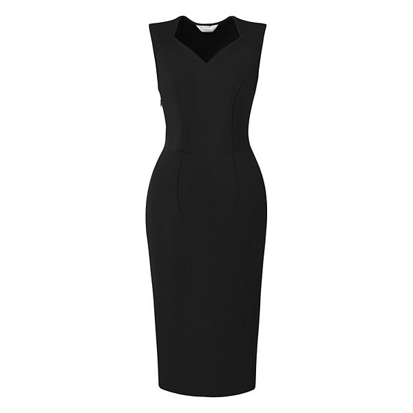 Elegant Slim Fit Sheath Dress Sling Pockets Collar Backless main image 1
