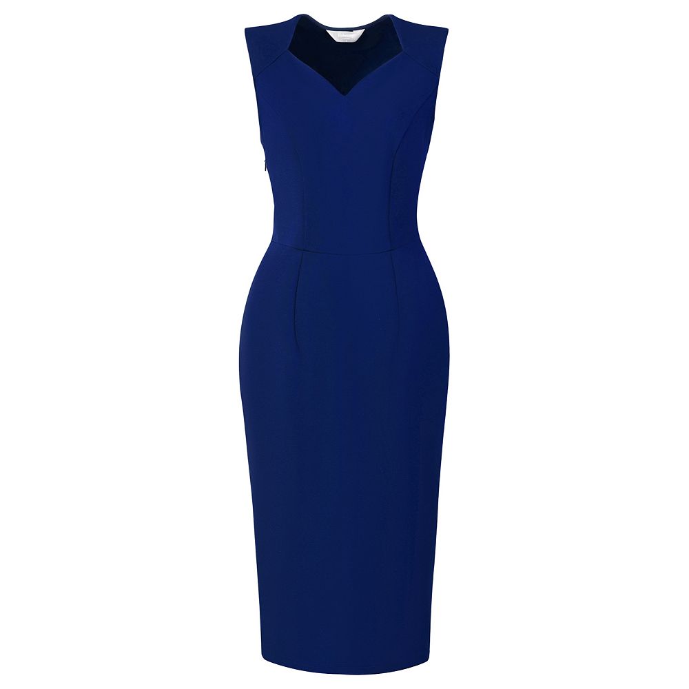 Sleeveless Sweetheart Neck Pleated Sheath Slit Dress Fuchsia main image 1