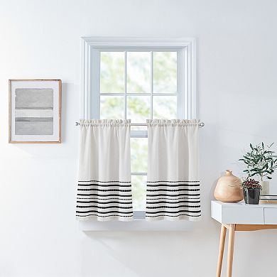 Curtainworks Global 3-Piece Striped Valance & Window Tier Set 