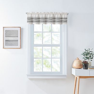 Curtainworks Global 3-Piece Striped Valance & Window Tier Set 