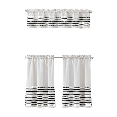 Curtainworks Global 3-Piece Striped Valance & Window Tier Set