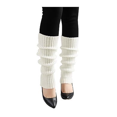 Women's Knitted Design Solid Warm Thick Knee High Length Ribbed Leg Warmers