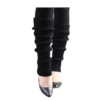Women's Knitted Design Solid Warm Thick Knee High Length Ribbed Leg Warmers