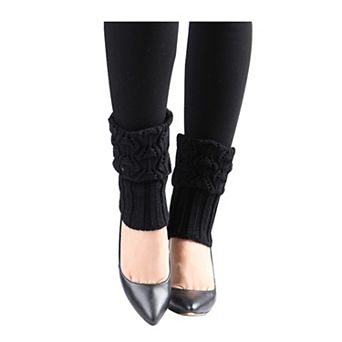 Women's Knitted Design Solid Warm Thick Knee High Length Ribbed Leg Warmers