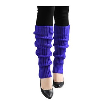Women's Knitted Design Solid Warm Thick Knee High Length Ribbed Leg Warmers