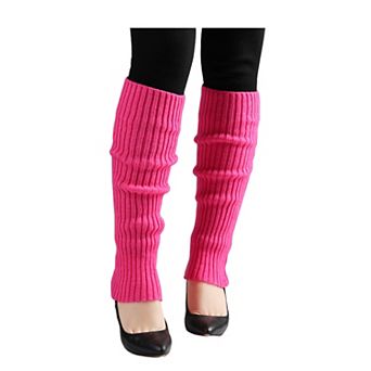 Women's Knitted Design Solid Warm Thick Knee High Length Ribbed Leg Warmers