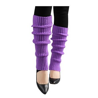 Women's Knitted Design Solid Warm Thick Knee High Length Ribbed Leg Warmers