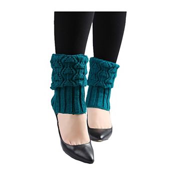 Women's Knitted Design Solid Warm Thick Knee High Length Ribbed Leg Warmers