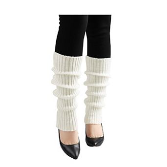 Women's Knitted Design Solid Warm Thick Knee High Length Ribbed Leg Warmers