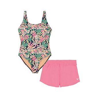 Girls 7-16 Roxy Palm Song One-Piece Swimsuit & Shorts Set