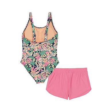 Girls 7-16 Roxy Palm Song One-Piece Swimsuit & Shorts Set