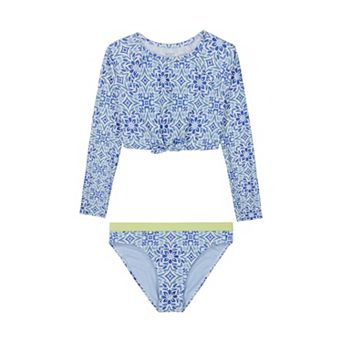 Girls 7-16 Roxy 2 pc Fresco Tile Crop Rash Guard Set