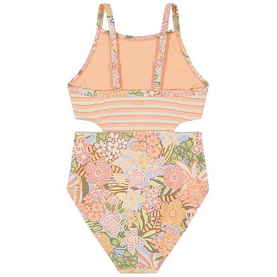 Girls 7-16 Roxy Floral & Stripes 1-Piece Swimsuit