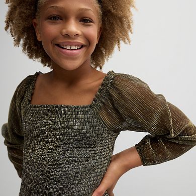 Girls 7-16 eyeshadow 2-Piece Smocked Top and Velour Pants Set