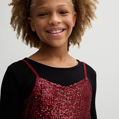 Girls 7-16 eyeshadow 2-Piece Sequin Top and Skirt Set