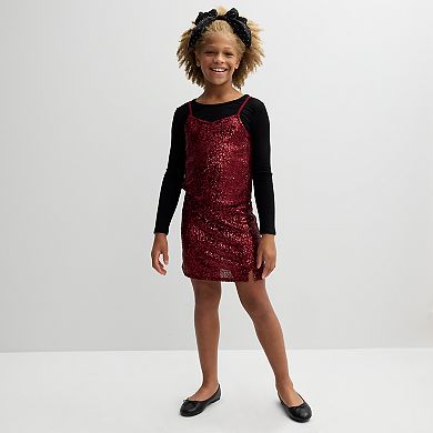 Girls 7-16 eyeshadow 2-Piece Sequin Top and Skirt Set