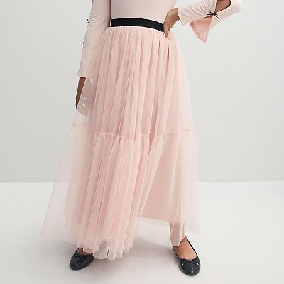 Solid Mesh Tiered Skirt Solid Mesh Tiered Skirt