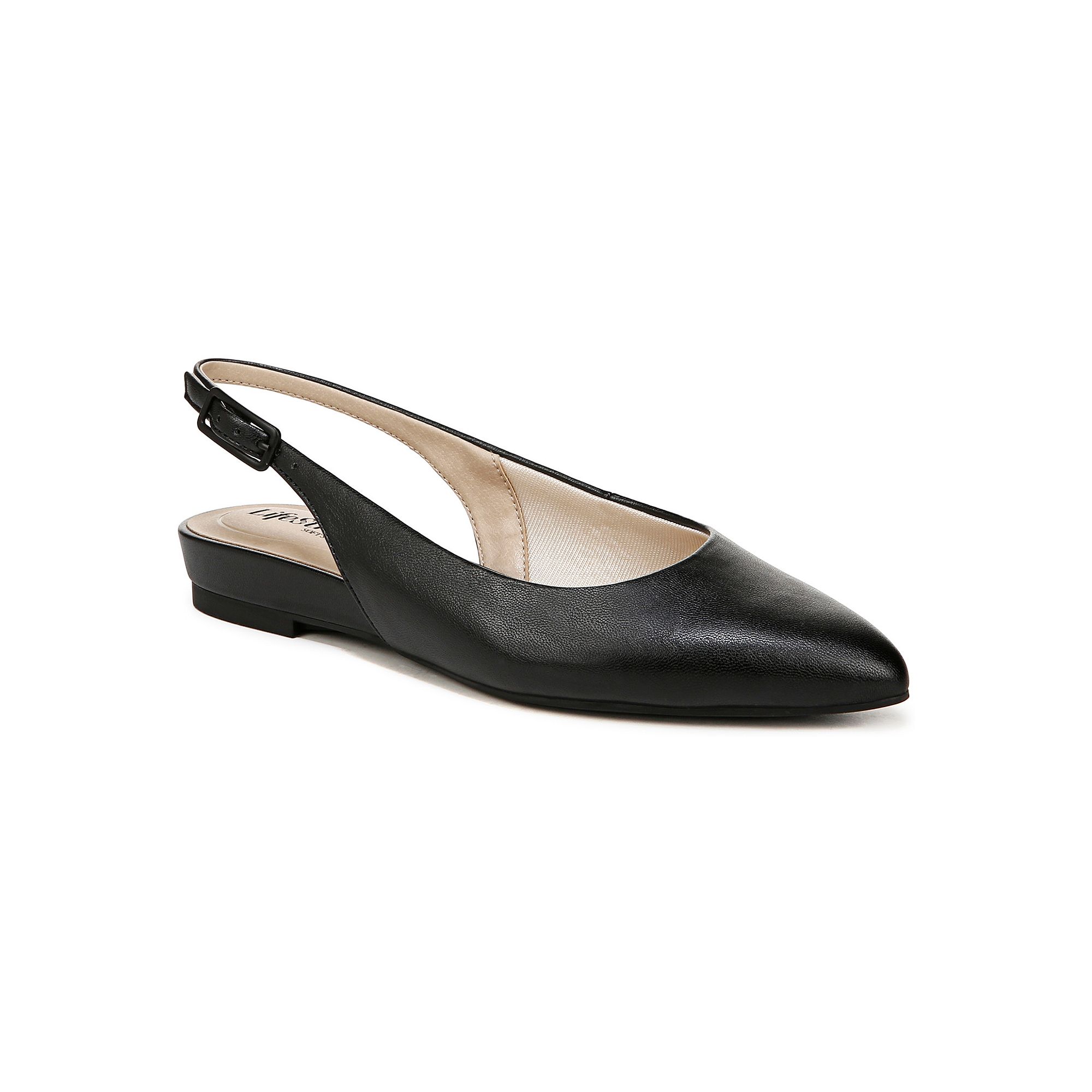LifeStride Percy Womens Slingback Flats, Size: 6 Wide, Black