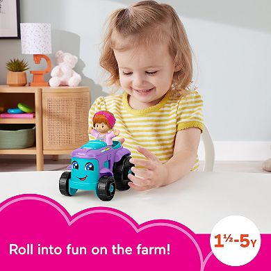 Fisher Price Little People Barbie Toy Farm Tractor Push-Along Vehicle with Figure
