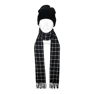Men's Dockers® Flat Knit Beanie & Box Grid Scarf Cold Weather Set