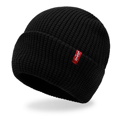 Men's Levi's® Waffle Beanie Hat & Buffalo Plaid Scarf Set
