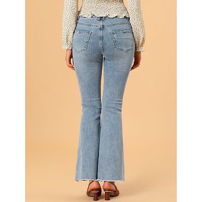 Women's High Waist Slash Pocket Wide Leg Denim Jeans
