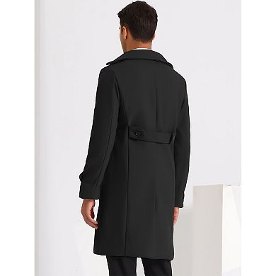 Pea Coat For Men's Winter Notched Lapel Double Breasted Long Coats