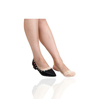 Women 10 Pack Heelless Lace Back String No Show Half Socks